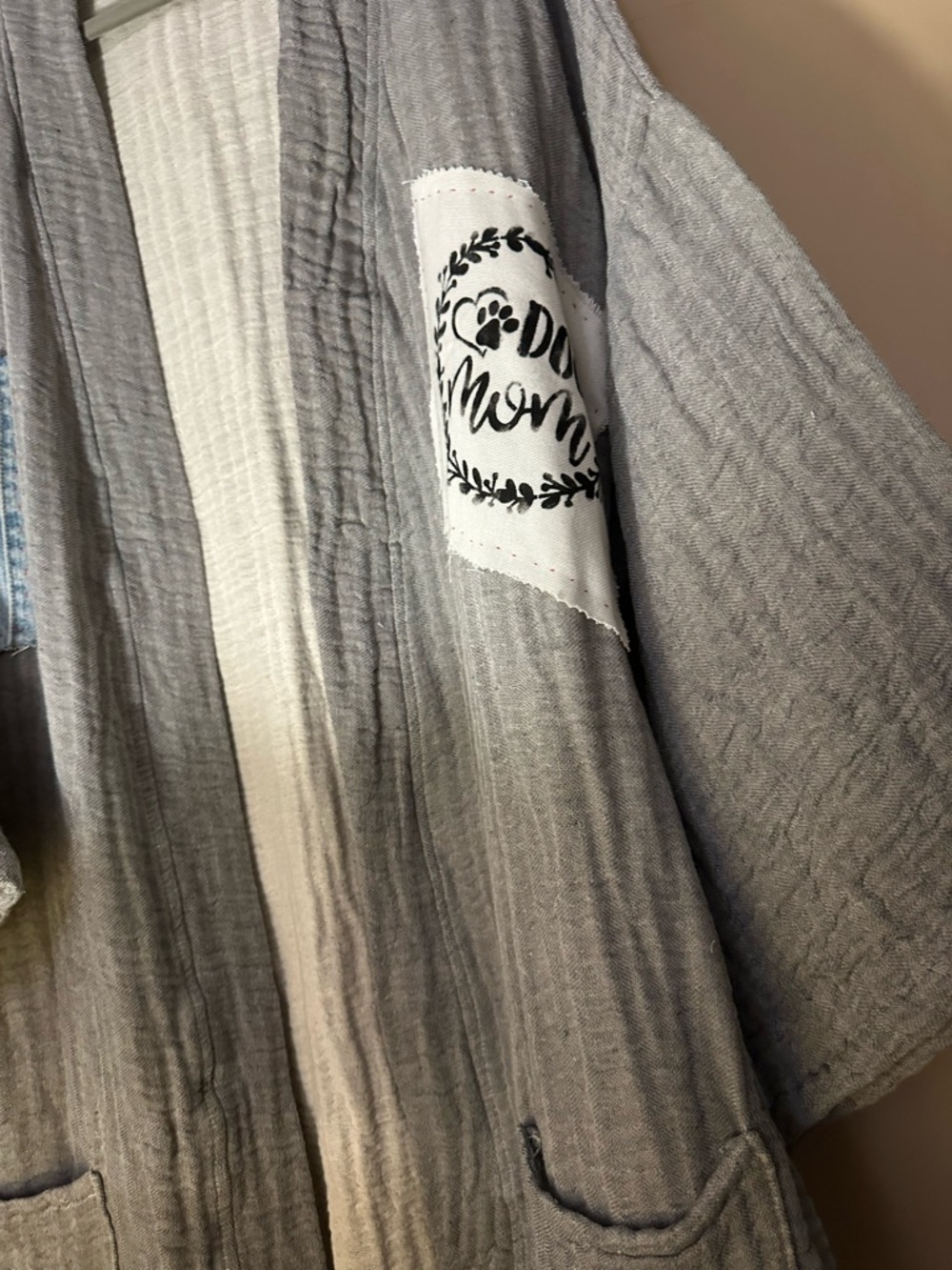 Hand-painted Animal Collection Double Sided Organic Cotton Bathrobe, L/XL - Picture 2 of 8